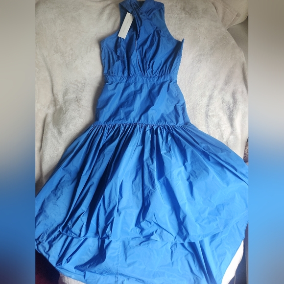 Veronica beard Radley taffeta dress CRISSCROSS neck MAXI blue size 8 BNWT - Picture 8 of 15